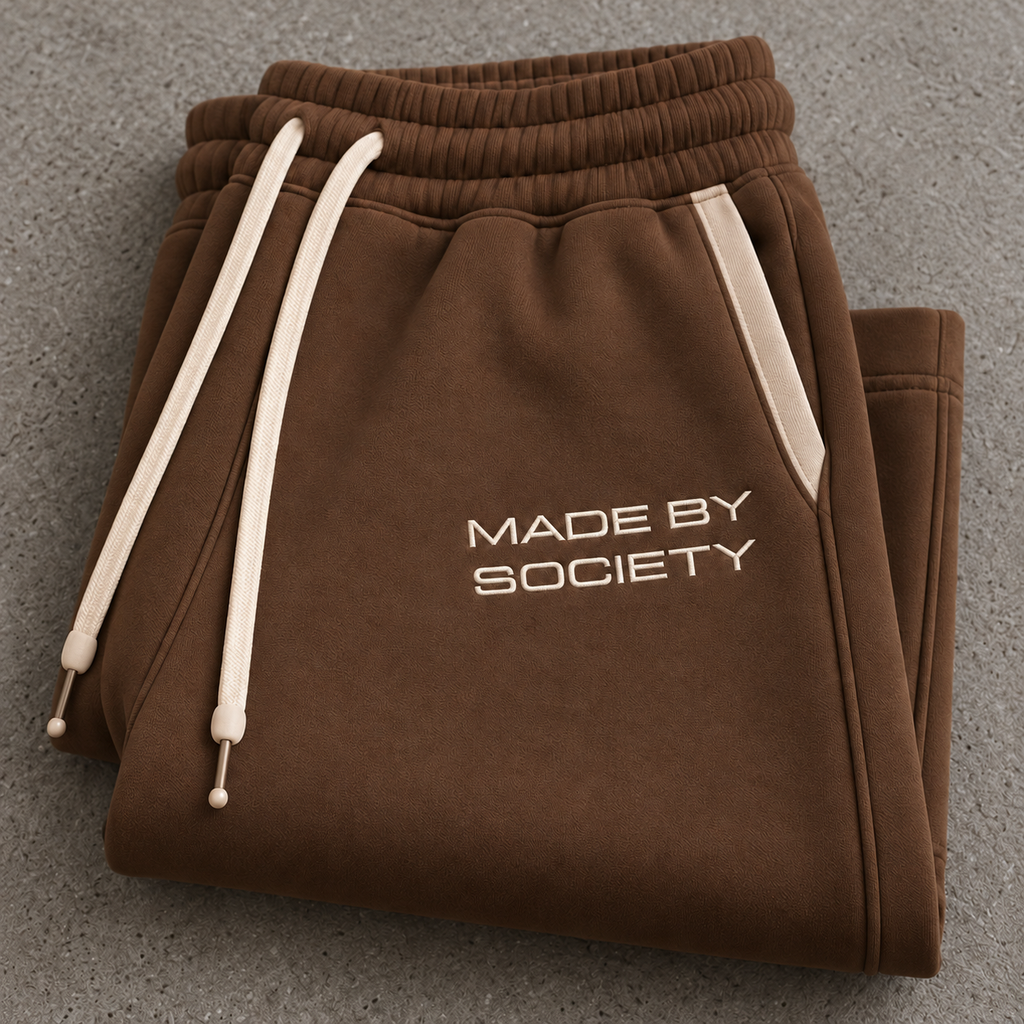 Beige Hoodie & Brown Sweatpants Set